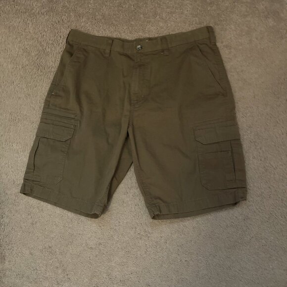 EDDIE BAUER Cargo Shorts 7-Pocket + 1 Cotton Hike Camp‎ Fish Men Sz 38 Brown Zip - Picture 1 of 12